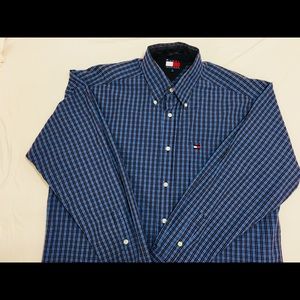 Mens TOMMY HILFIGER Button Shirt M Checks Blue